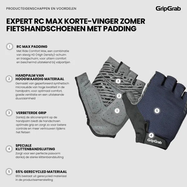 Gripgrab Expert RC Max Padded Zomer Fietshandschoenen Korte Vingers