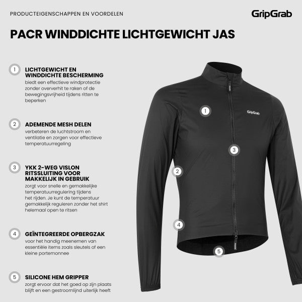 Gripgrab PACR Lichtgewicht Windproof Fietsjas Unisex