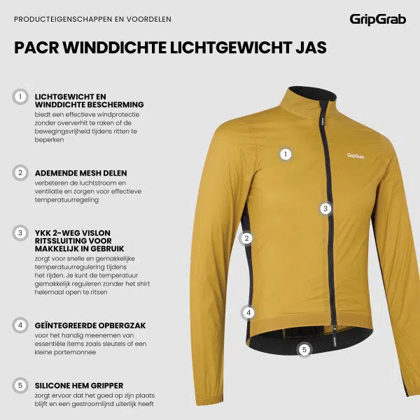 Gripgrab PACR Lichtgewicht Windproof Fietsjas Unisex