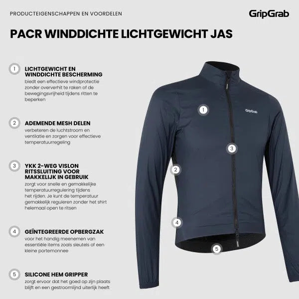 Gripgrab PACR Lichtgewicht Windproof Fietsjas Unisex