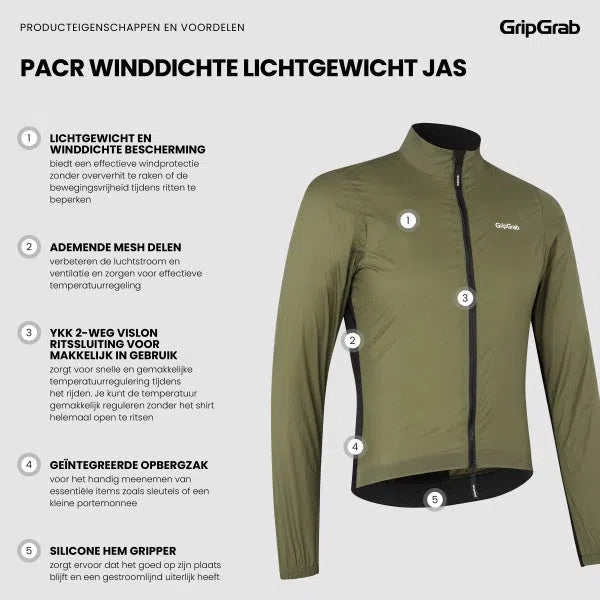 Gripgrab PACR Lichtgewicht Windproof Fietsjas Unisex