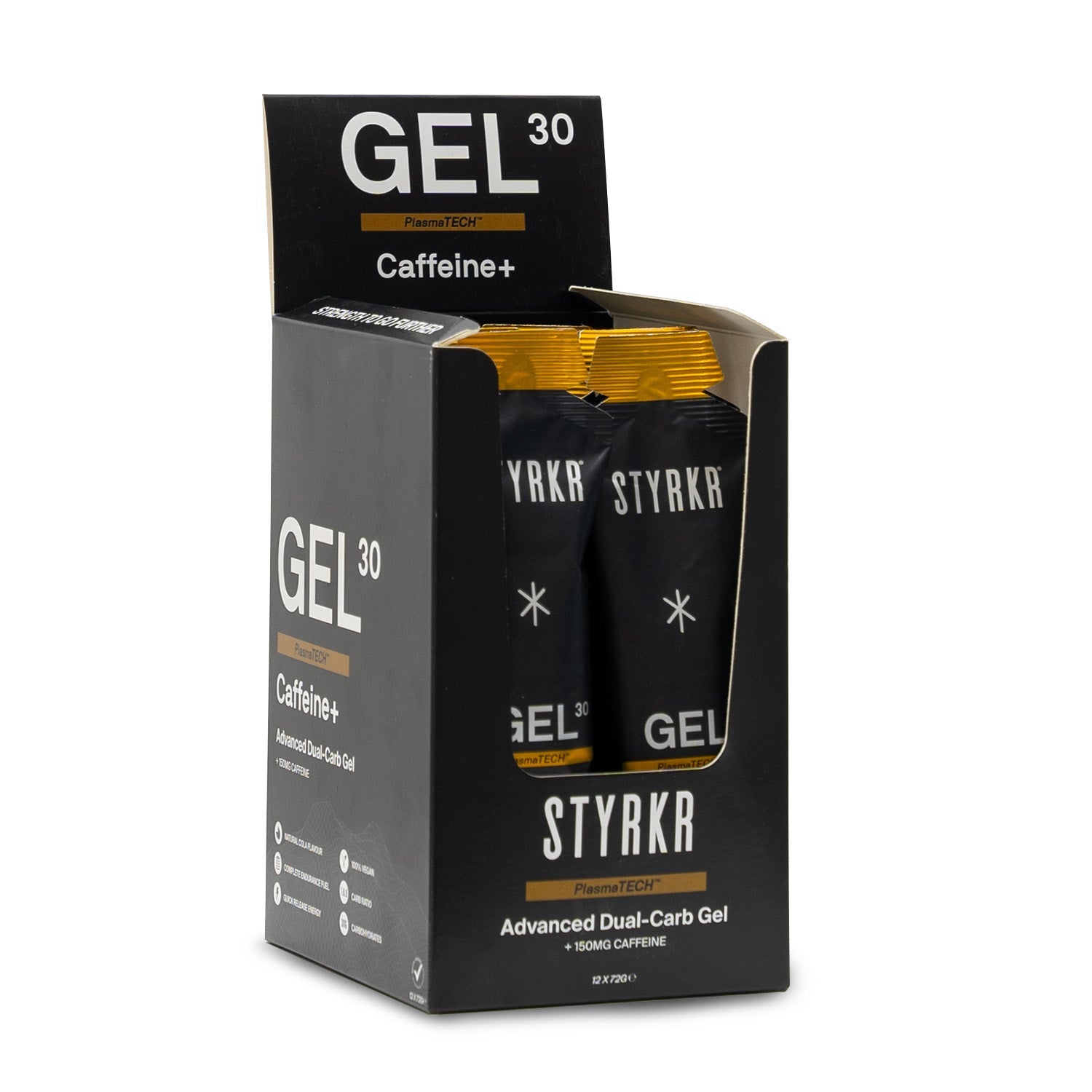 STYRKR Gel30 Dual-Carb Energiegel Caffeine 150mg Doos (12x72gr)