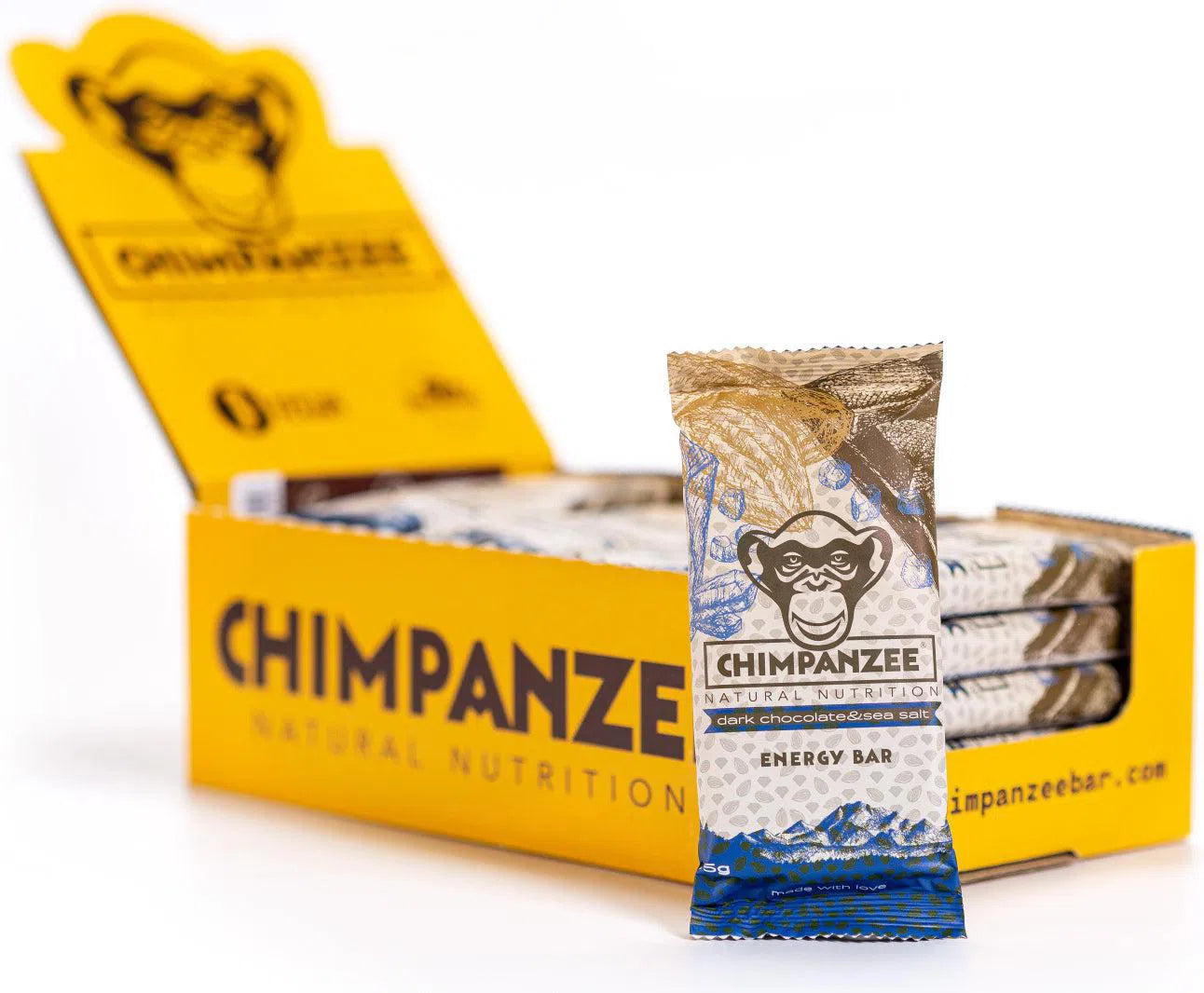 Chimpanzee Energiereep Doos (20x55gr) Pure Chocolade - Zeezout